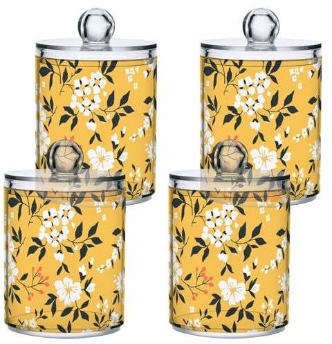 Fustylead Apothekerglas-Set aus Kunststoff, für Wattestäbchen, Bälle, Pads, Zahnseide, 4 Stück