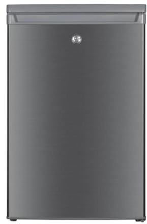 Hoover HOLHS58EXK Table Top Refrigerator 127L Capacity E Energy Rated Freestanding Under Counter Fridge Adjustable Glass Shelves Salad Crisper Wine Rack Silver Inox