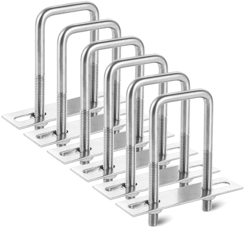 JMIATRY 6 perno en U con rosca M8, perno en U 40 x 100 mm para postes de vallas, fijación de tubos, remolque de coche