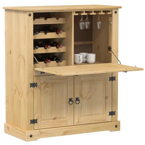 Homgoday Vinoteca para vinos Corona 97 x 45 x 114 cm, madera maciza de pino, mueble de muebles de oficina, mueble portaobjetos estantes ahorra espacio mueble armario de almacenamiento