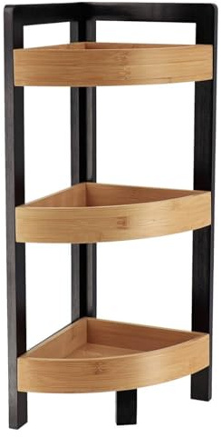 Tendance - Eckschrank mit 3 regalen aus Bambus - schwarz Bambus