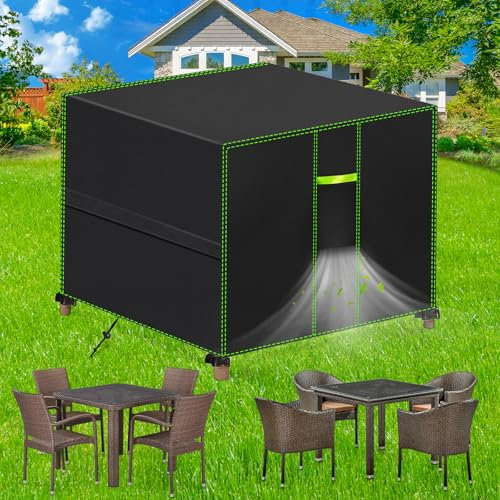 FORTRY Funda para muebles de jardín impermeable, resistente al invierno, lona Oxford 420D para mesa de jardín, muebles de terraza, rectangular, 70 x 70 x 70 cm