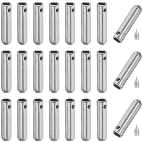 PATIKIL 24 st skosnöre spetsar med skruv, legering 25 mm cylindriska aglets skor spetssnören ändspets ersättning för gör-det-själv-strängar, Silver ton, 25mm