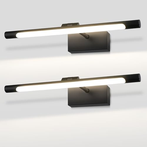 Homefire LED Spiegelleuchte Bad Spiegellampe 2ER 40CM Badlampe Wand 6W | Badleuchte Schwarz Badezimmer Wandleuchte Wasserdicht IP44 Wandlampe 4000K Neutralweiß Modern Badlampe für Keller Küche