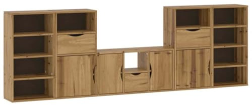vidaXL 5-delars TV-bänkar med förvaring ODDA massivt trä furu, TV-bänk, TV-bänk, TV-bänkskåp, TV-bänk, TV-sideboard, hifi-skåp, mediaskåp