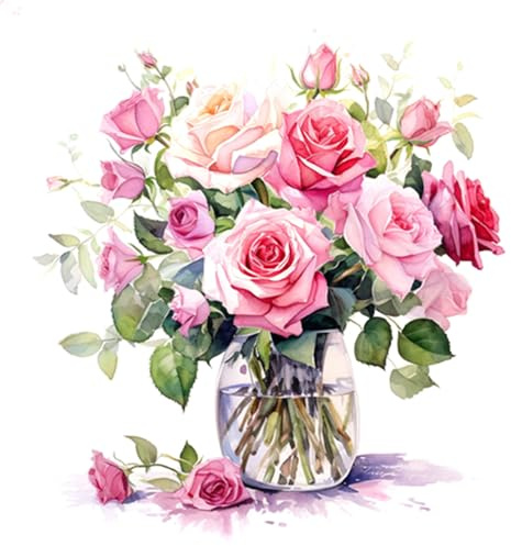 Servietten Papier 33x33cm 3-lagig 20 Stück - hochwertig & nachhaltig - Einweg Papierservietten für Feier Hochzeit Geburtstag Tischdeko Frühling Sommer Party - Rosen in Vase Blumen Landhausstil