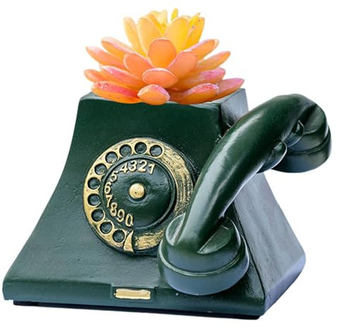 Kustimantu Garten Sukkulente Behältertöpfe, Pflanzentöpfe für saftiges Pflanzgefäß | Netter saftiger Pflanzgefäß für Rotary -Telefondesign im Freien | Retro -Stil Wohnkultur Pflanzentöpfe für