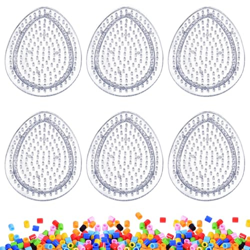 Alovez Pack of 6 Ironing Beads Plates, Ironing Beads Pegboards Transparent Egg Shape, Ironing Beads Accessories Pin Plate for DIY Projects