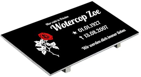 Grabplatte mit Inschrift aus Granit, personalisierbar Gedenktafel für Urnengrab, Grabstein für 1-2 Pers., Urnengrabstein N35 (30x60cm mit Stützen)