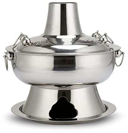 DONGGANSHI Pentola Cinese Tradizionale in Rame, pentola Shabu Vintage, pentola Calda in Rame Vintage, pentola Shabu Shabu in Carbone, pentola Calda in Acciaio Inossidabile, pentola Cinese tra