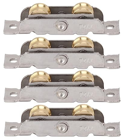 Ball Bearing Sliding Door Roller, Set for Glass Door with 4PCS Rollers, Stainless Steel Copper Assembly, Improves Safety (Concave Wheel)