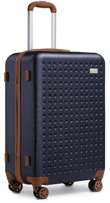 KONO Koffer Trolley Groß Hartschalenkoffer Reisekoffer von ABS Hartschalen Handgepäck mit 4 Spinner-Rollen TSA Schloss,76x50x31 Blau