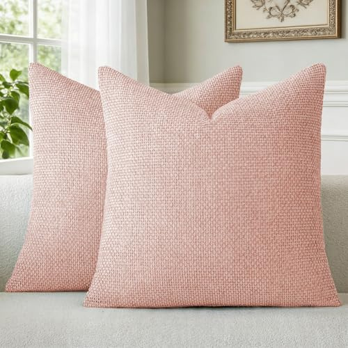 a moment Kissenbezug 40x40 Rosa Chenille 2er Set Dekokissen Kissenbezüge