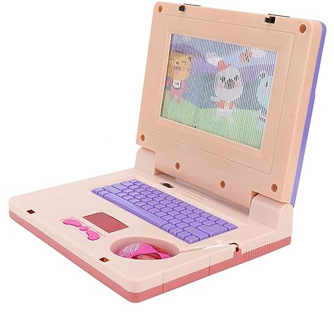 ViaGasaFamido Kids Laptop, Color Screen Educational Laptop Play Games and Music Boys and Girls for Kids Ages 5+ (Purple Retractable Mouse)