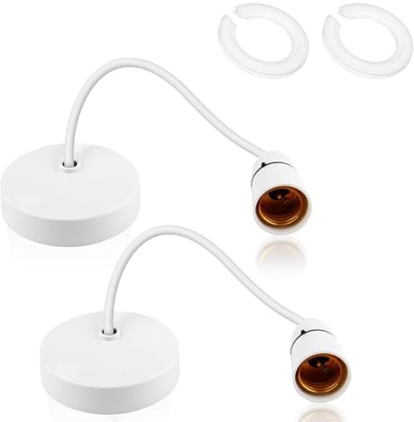 Ceiling Pendant Light Fitting, 2Pcs E27 Lamp Holder 8.5”, Comes With 2 E27 Lampshade Reducing Rings, Ceiling Hanging Lights Fixtures Modern Hanging Light Fixture Kit for Kitchen Living Room Bedroom