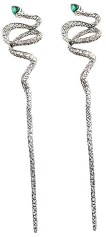 TOVINANNA 2pcs Snake Shape Hair Sticks for Buns, Zinc Alloy with Rhinestone, Smooth Surface and Practical Design, Silver Colour Hair Accessories Suitable for Cosplay and Special Occasions