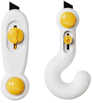 Portable Box Opener, Mini Safety Cutter Tool for Office, School and Home, White and Yellow
