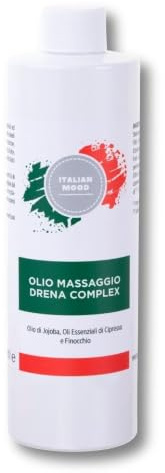 Italian Mood - Olio da Massaggio Drena Complex 500 ml, Rinfrescante con Oli Essenziali Tonificanti e Drenanti, Olio di Jojoba Ozonizzato