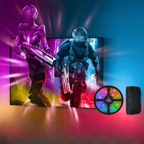 Striscia LED USB per TV con luci LED per Streaming, Luce di Sfondo Colorata con Computer, Suono Sincronizzato e Atmosfera Luminosa sullo Stesso Schermo (DC12V, 24 Pollici)