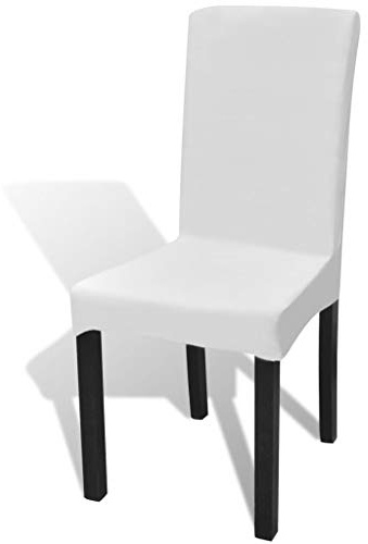 Frdhee Funda para silla para sillas de cuenco, 6 unidades, color blanco, recta, elástica, para banquetes, cocina, fiesta, desmontable, fácil de limpiar