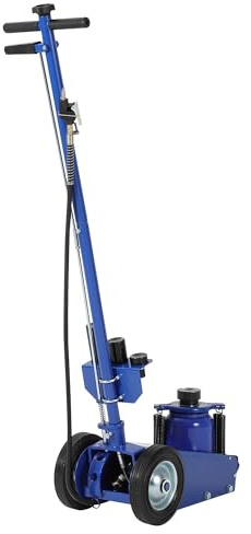 35 Ton Air Hydraulic Floor Jack, 77,000 LBS Capacity for Heavy Duty Trucks & Tractors, Low Profile 10 inch, with 4 Adapters, Dual Power (Air/Manual Hydraulic), 46 Adjustable Handle