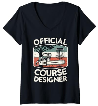 Femme Joueur de Disc-Golf Amusant, Concepteur Officiel du Parcours de Disc-Golf T-Shirt avec Col en V