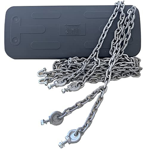 Stabiler Schaukelsitz 430 x 175 mm, aus Gummi, mit Kette 3 m, grau, für Schaukelhöhe bis 3,50 m …