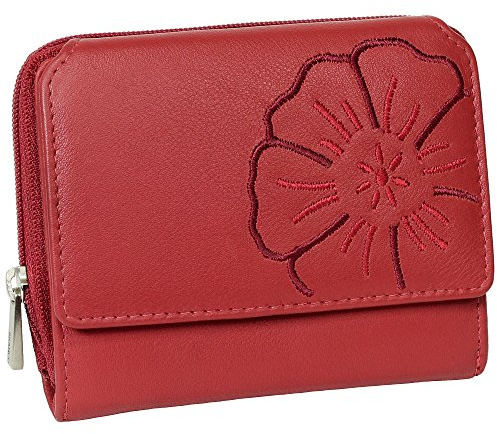 Ledershop24 Branco Leder Geldbörse Portemonnaie Damenbörse Damen Geldbeutel Rot