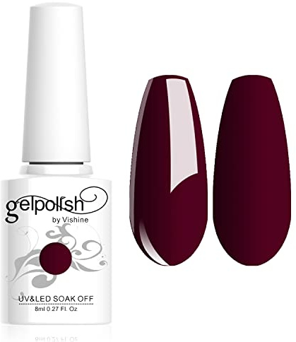 Vishine 8ml Gelpolish Manicure Salon UV LED Soak Off Gel Nail Polish Varnish Color Dark Red #1336