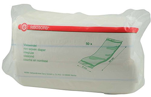 Noba - Pannolini in tessuto non tessuto RIBOSORB®, 50 pezzi, con inserti per incontinenza, 11 x 37 cm