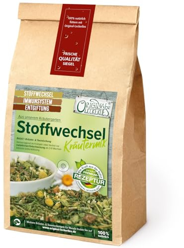 ORIGINAL LECKERLIES® Stoffwechsel-Kräutermix, 250g Hundekräuter, Kräuter für Hunde, zur natürlichen Entschlackung, Hundefutter, Naturprodukt, barfen