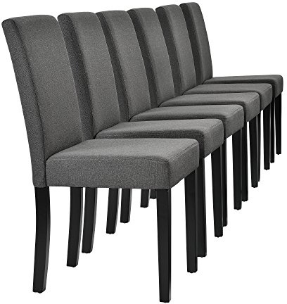 [en.casa] Esszimmerstühle Hamburg 6er Set Küchenstühle Textil Polsterstuhl 89 x 43 x 54 cm Holzbeine Dunkelgrau