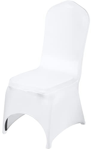 VEVOR Stuhlhussen Polyester Spandex Stuhlabdeckung Stretch Slipcovers für Hochzeit Party Essen Bankett Stuhl Dekoration, 50 Stück, Weiß