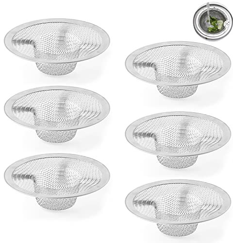 Rairsky 6 Pezzi Filtro Lavandino Bagno, Cucina, Tappo Doccia Capelli, Acciaio Inossidabile 316, Lucidato, Argento