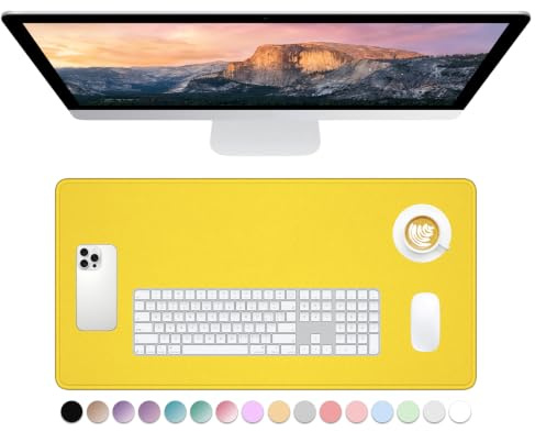 Dapesuom Large Mouse Pad, Extended Gaming Mouse Mat with Stitched Edges, Full Size Desk Mats with Non-Slip Base, Computer Big Desktop Keyboard Pad for Gamer, Laptop, Office, 23.6 x 11.8 in, Yellow