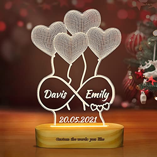 Lightzz Personalisierte Foto 3D Lampe Bild Gravur Custom Nachtlicht, Text für Hochzeitstag Weihnachten Geburtstagsgeschenke