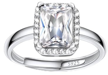 Bestyle Frauen Mondstein Ring Verstellbarer Kristall Ring Silber 925 für Damen Mädchen