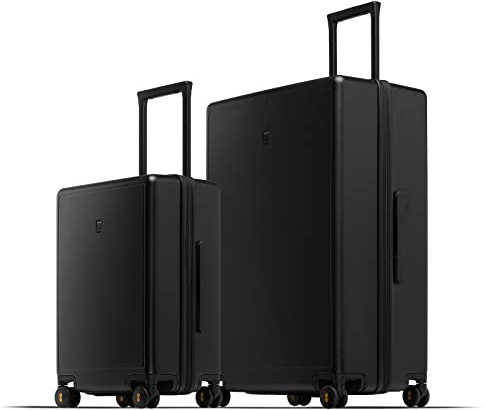LEVEL8 Juego de Maletas de Viaje 2 Piezas Elegante Mate Maleta Cabina Rígida Equipaje de Mano Trolley con Ruedas Giratoria y Candado de TSA(Negro, 40L/105L)
