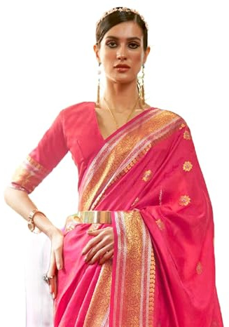 SWORNOF Mujer Kanjivaram Banarasi Silk Sari Kanchipuram Patola sari, multicolor/fantasía, talla �nica