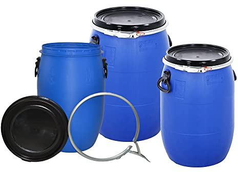STAR SUPPLIES 220 Litre Blue Air Tight Food Grade Open Top Keg Barrel With Ring Latch (1)