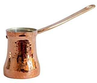 Ozerlat Cafetière turque en cuivre fabriquée à la main, artisanale, doublée argentée, « Cezve » pour le brassage de cuisinière (petite taille 850 ml)