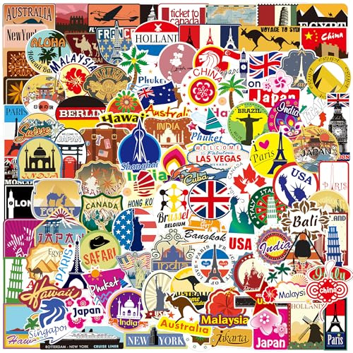Koffer Aufkleber, Retro Vintage Länder Reise stickers für laptop computer helm skateboard