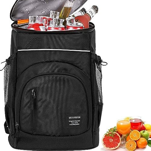 SYXLS Kühlrucksack Picknicktasche Cooler Rucksack 30L Wasserdicht Cooler Rucksack Groß Isoliert Kühlrucksack 30L Camping Outdoor Reise Grill Wandern Heiße Mittagessen Tasche(Schwarz)