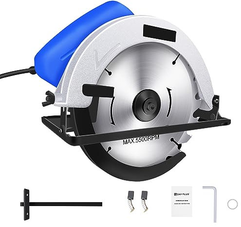 Scie circulaire électrique avec règle de guidage, angle réglable de 0 à 45°, scie circulaire 900 W, scie électrique, profondeur de coupe maximale 55 mm, lames de scie Ø 185 mm, pour le travail du bois