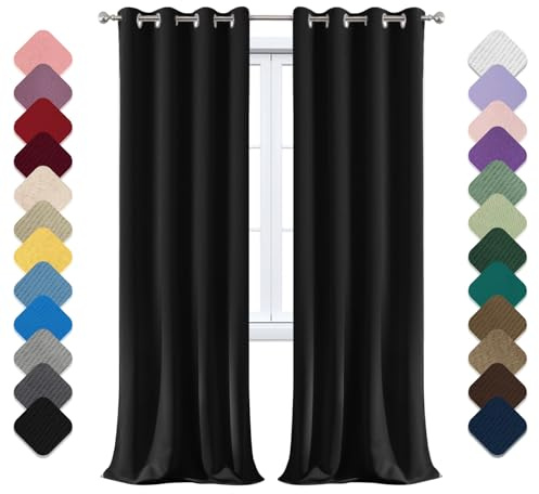 Rideaux acoustiques anti-bruit pour salon, isolation thermique, fenêtres 1 pièce, 240 x 180 cm (H x l), noir