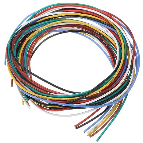 QUARKZMAN 24 Calibre Silicona Cable 24AWG Eléctrico Cable Trenzado Flexible Estañado Cobre Alta Temperatura Conexión 7 Colores 1,5 m/4,92 Pies 7uds