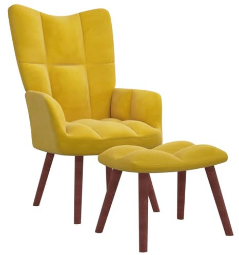 DYRJDJWIDHW Sessel,stillsessel,schaukelstuhl Wohnzimmer,Relaxsessel mit Hocker Senfgelb Samtpapasansessel,relaxliege,Rocking Chair,stillstuhl,