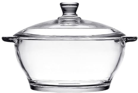 BURLOE Glass Saucepan, with A Lid of Heat -Resistant Stove Saucepan with Lid Buzzing Pot for Stove Plate Cookware for Noodles Soup Milk Baby Food,1L