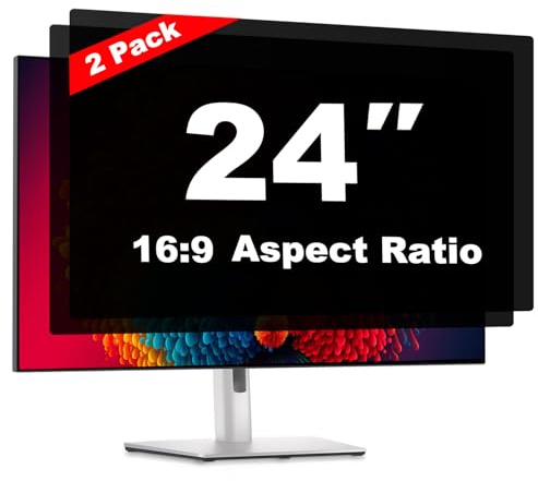 Pozlle 2er Pack Blickschutzfolie für 24 Zoll 16:9 (53.2 x 29.9cm) Monitor | Blaulichtfilter, Blendschutz, Abnehmbar Sichtschutzfolie für PC Computermonitore, Blickschutzfilter für Büro