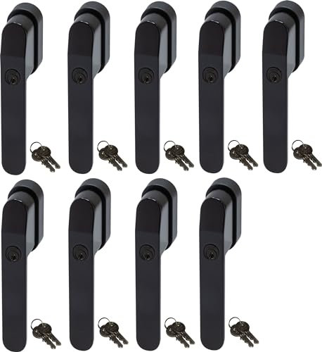 ABUS FG400BK, abschließbarer Fenstergriff in schwarz im Set 9 Stück, alle gleichschließend AL0089 mit achtzehn Schlüsseln